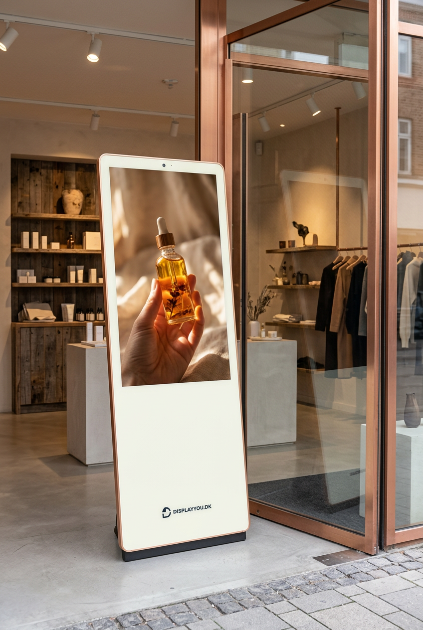 Display You skærm ved en butiksindgang